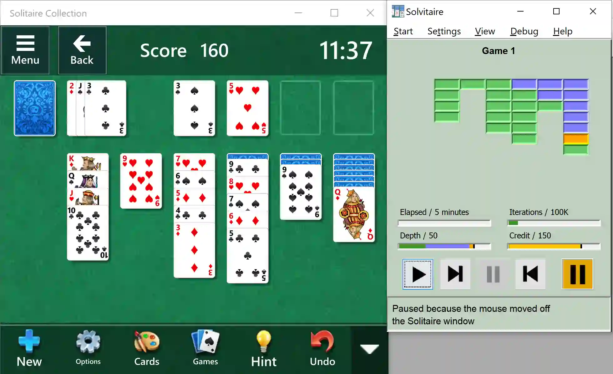 Classic spider solitaire
